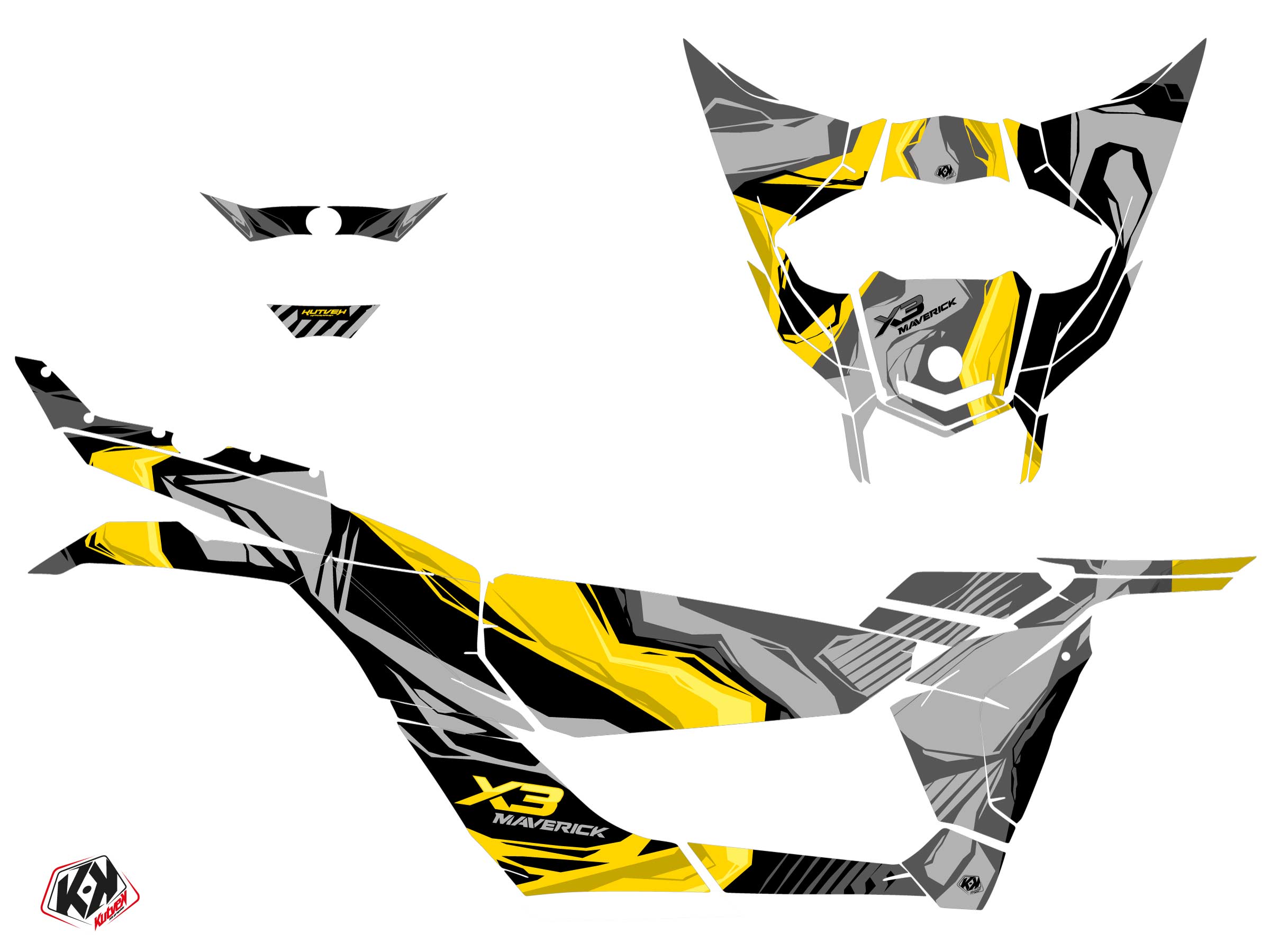 Kit de décoration SSV Kliff Can Am Maverick X3 jaune (2017-2023) KUTVEK - vue 2