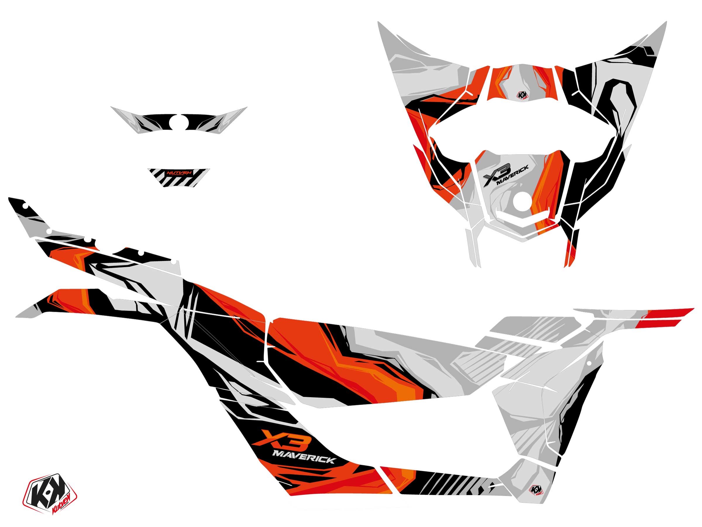 Kit Déco SSV Kliff Can-Am Maverick X3 Rouge (2017-2023) KUTVEK - vue 2