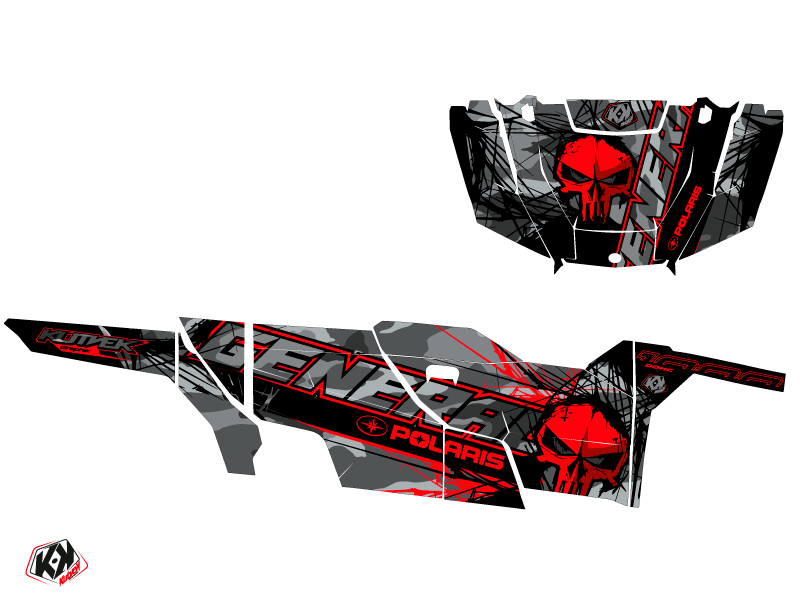 Kit Décoration SSV Evil Polaris GENERAL 1000 4 portes Gris Rouge (2017-2021) - vue 2