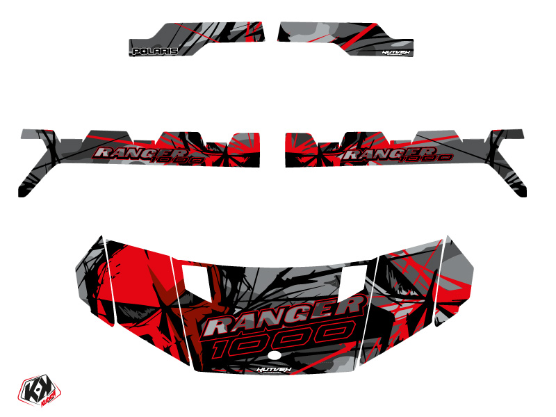 Kit Déco SSV Evil Polaris Ranger 1000 Gris Rouge (2020-2021) KUTVEK - vue 2