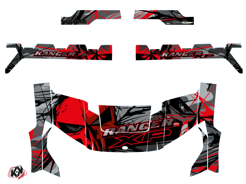Kit Déco SSV Evil Polaris Ranger 1000 XP Gris Rouge (2017) KUTVEK - vue 2