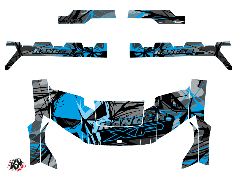 Kit Déco SSV Evil Polaris Ranger 1000 XP Gris Bleu (2018-2023) KUTVEK - vue 2