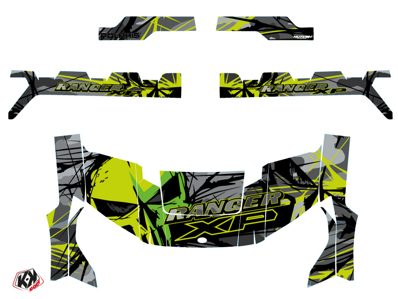 Kit Déco SSV Evil Polaris Ranger 1000 XP Gris Vert 2018-2023 KUTVEK - vue 2