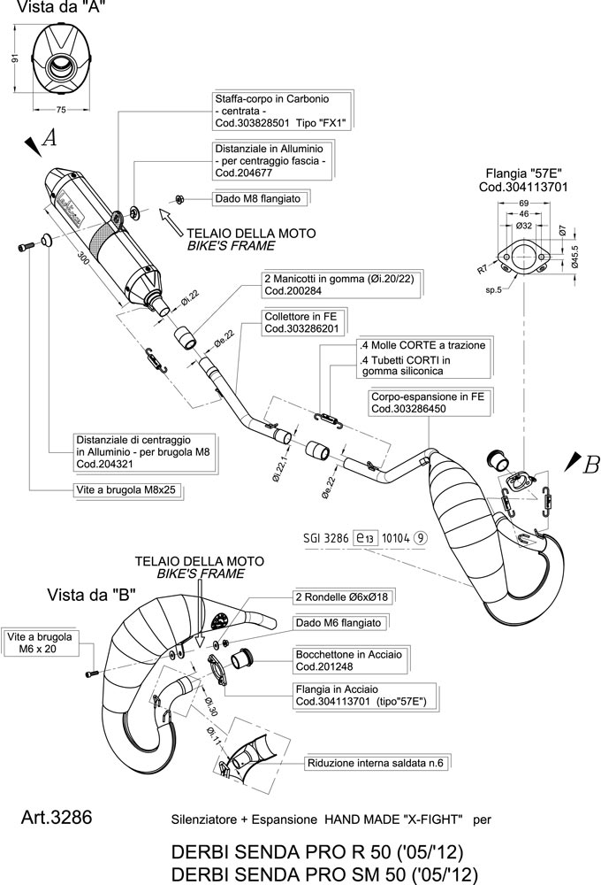 Ligne Complète Leovince X-Fight Senda DRD Pro R/SM 50 Homologuée - vue 2