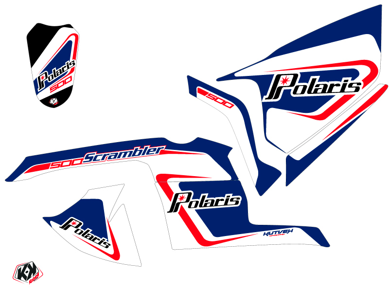 Kit Déco Quad Vintage Polaris Scrambler 500 Bleu (1997-2009) KUTVEK - vue 2