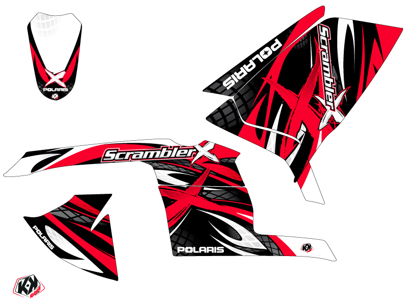 Kit Déco Quad Gamme X Polaris Scrambler 500 Rouge (2010-2013) - vue 2