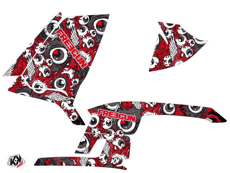 Kit déco Quad Freegun Eyed Polaris Scrambler 500 Rouge Gris 2010-2013 - vue 2