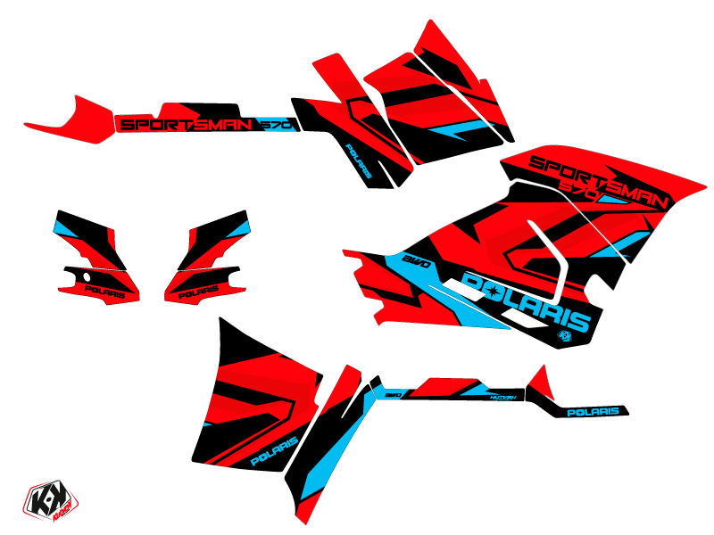 Kit Déco Quad Polaris 570 Sportsman Forest Rouge Bleu 2014-2017 KUTVEK - vue 2