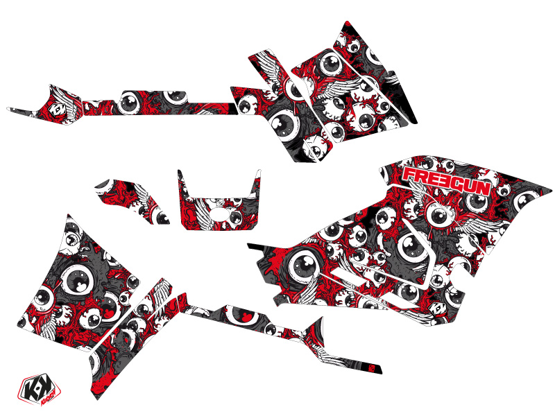 Kit déco Kutvek Freegun Eyed Polaris 570 Sportsman Forest rouge gris (2014-2017) - vue 2