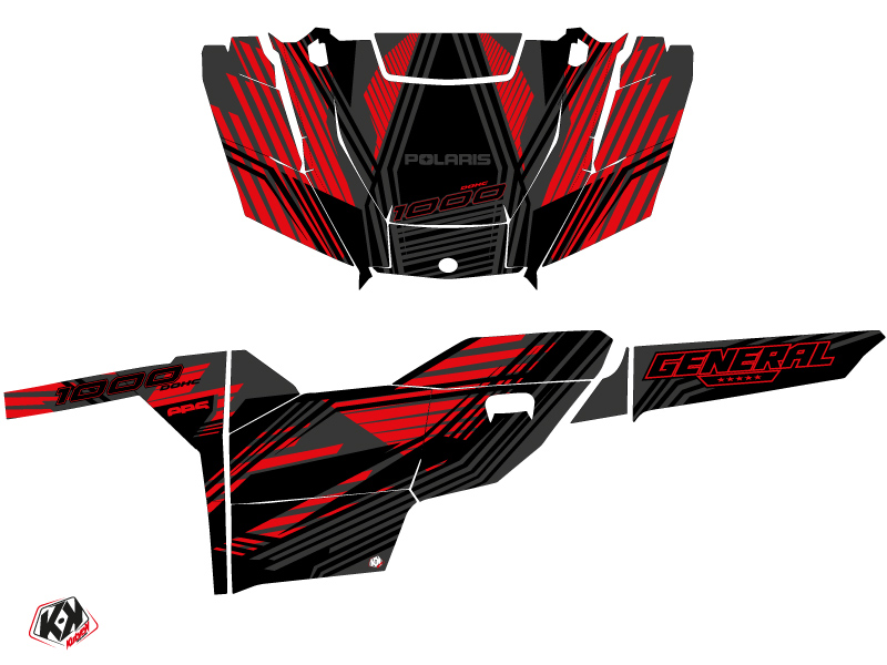 Kit décoratif SSV Graphite Polaris General 1000 Noir Rouge 2022-2023 Kutvek - vue 2