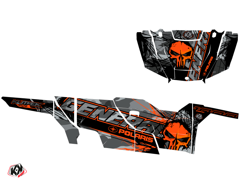 Kit Déco SSV Evil Polaris GENERAL 1000 4 portes Gris Orange 2022-2023 KUTVEK - vue 2