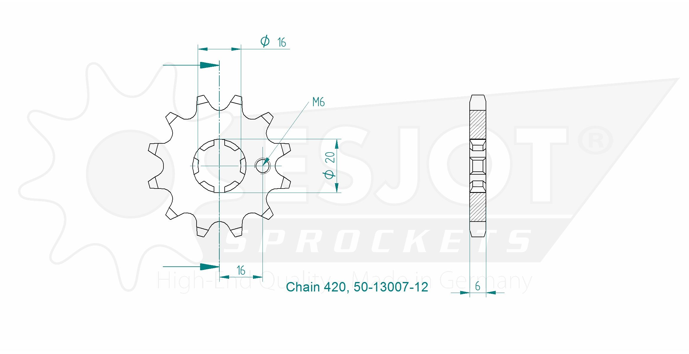 Pignon TT Esjot 420 - 12 dents Kawasaki Suzuki Yamaha - vue 2