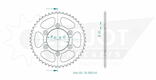 Couronne ESJOT pour Rieju 50cc - Pas 420 - 48 dents