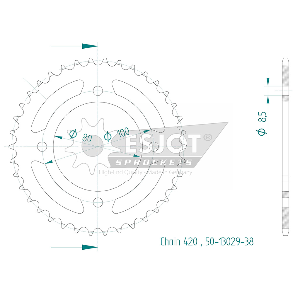 Couronne Esjot HONDA CR-F 110F 2013-2023 - vue 2