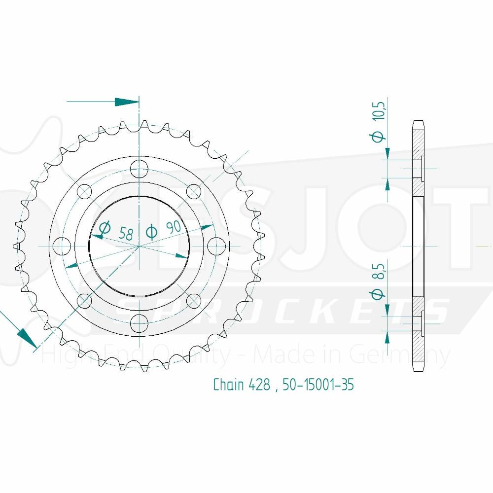 Couronne acier Esjot 428 35 dents Honda
