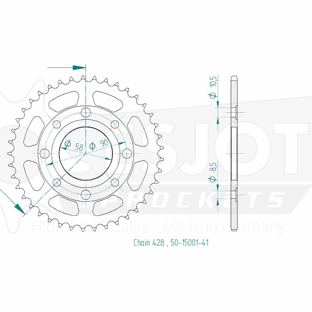 Couronne Acier TT Honda 428 41 Dents Esjot