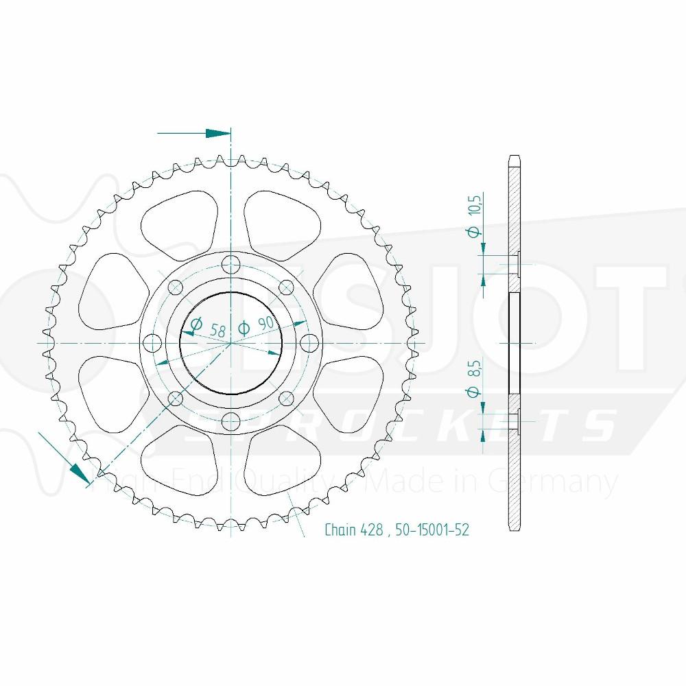 Couronne Acier Esjot TT Honda 428 52 Dents JTR269
