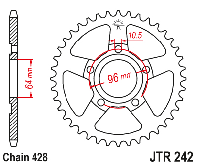Couronne acier Suzuki 428 50 dents Esjot similaire JTR805 - vue 2