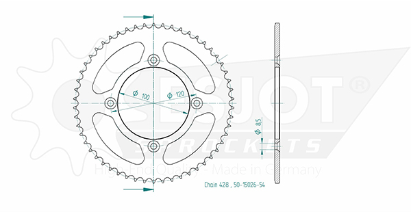 Couronne Acier TT Beta 428 54 Dents Esjot JTR798