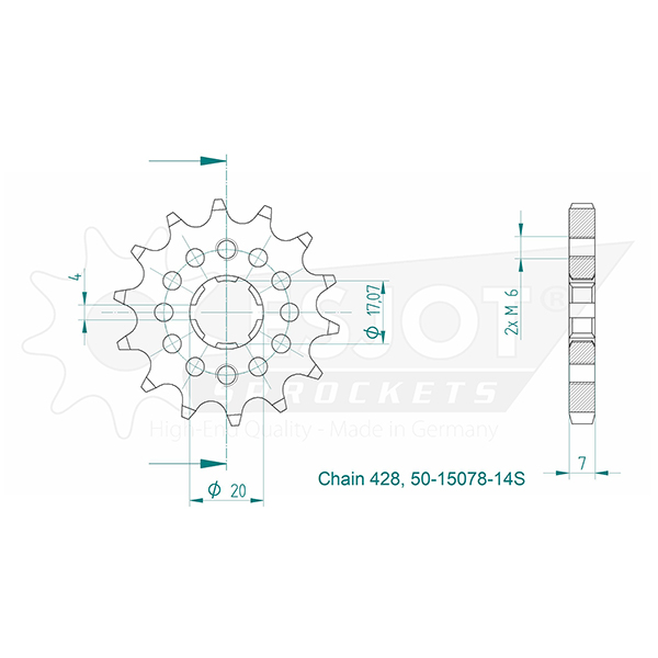 Pignon Esjot 428 14 dents - vue 2