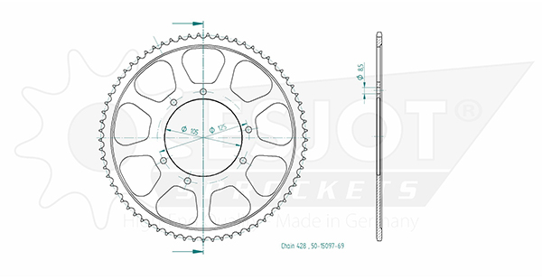 Couronne Esjot 428 69 dents