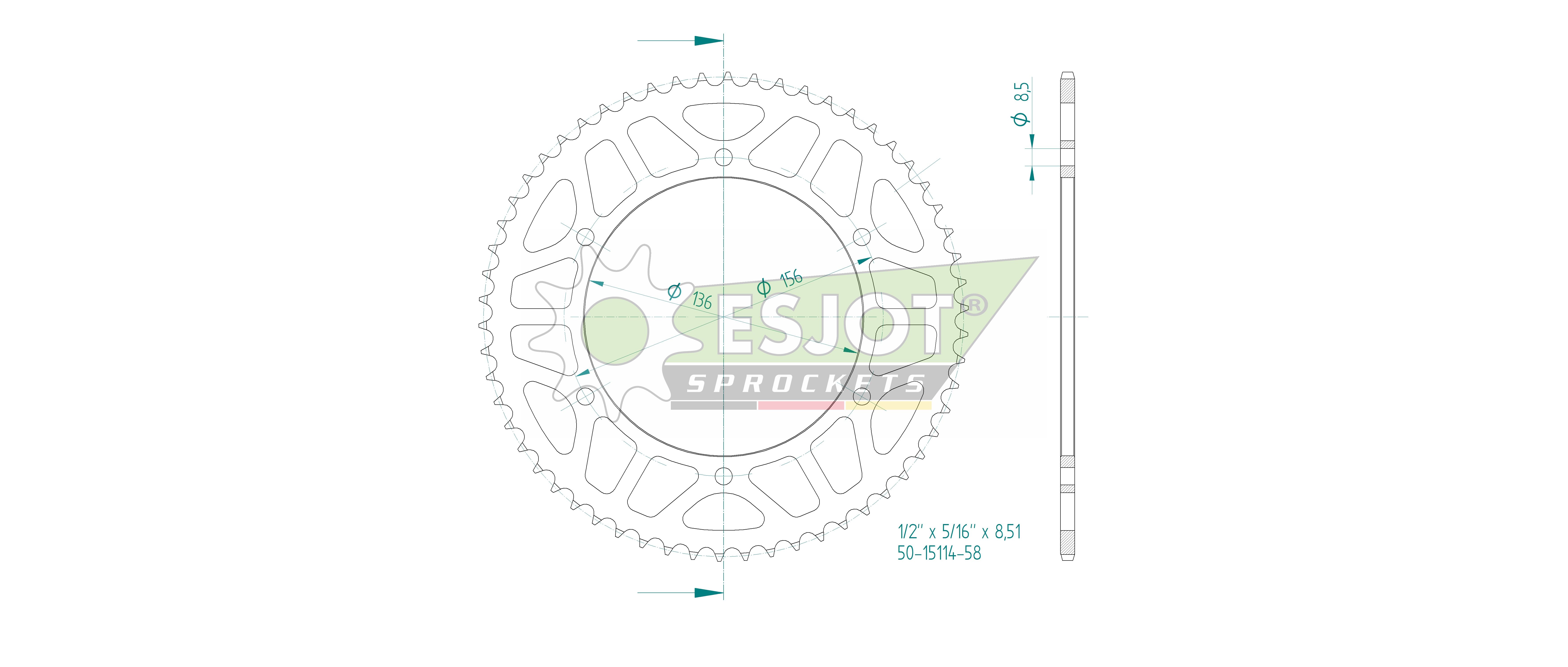 Couronne Esjot Fantic 125 - 58 dents - vue 2