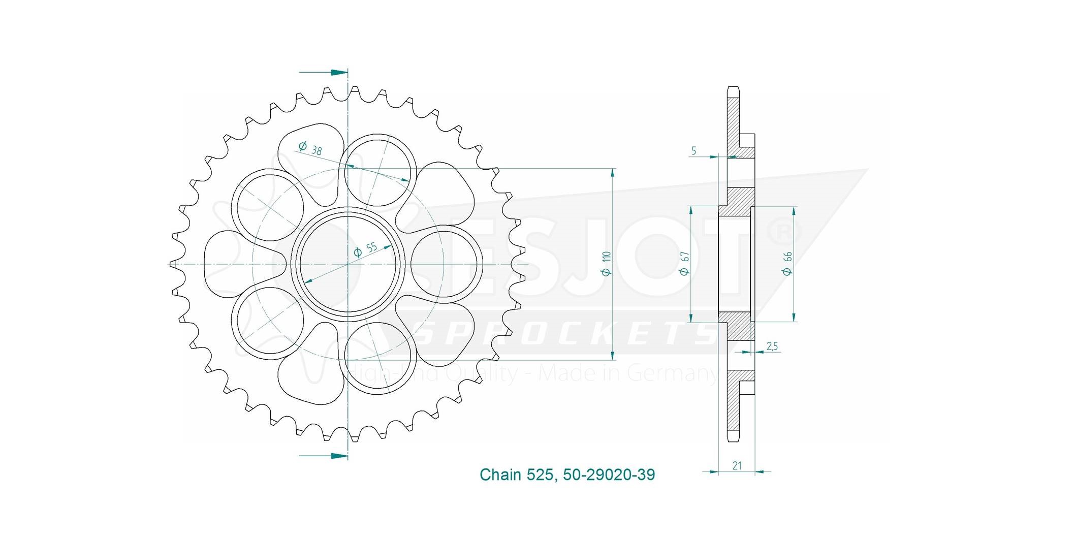 Couronne Acier Esjot Ducati 525 39 Dents
