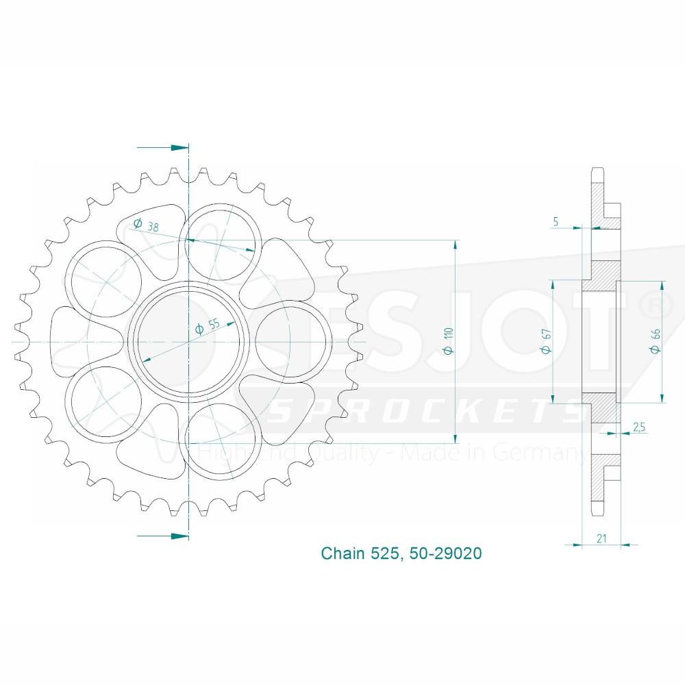 Couronne Acier Esjot Ducati 525 45 Dents