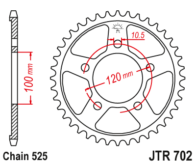 Couronne Acier Esjot 525 - 40 Dents Aprilia - Similaire JTR702 - vue 2