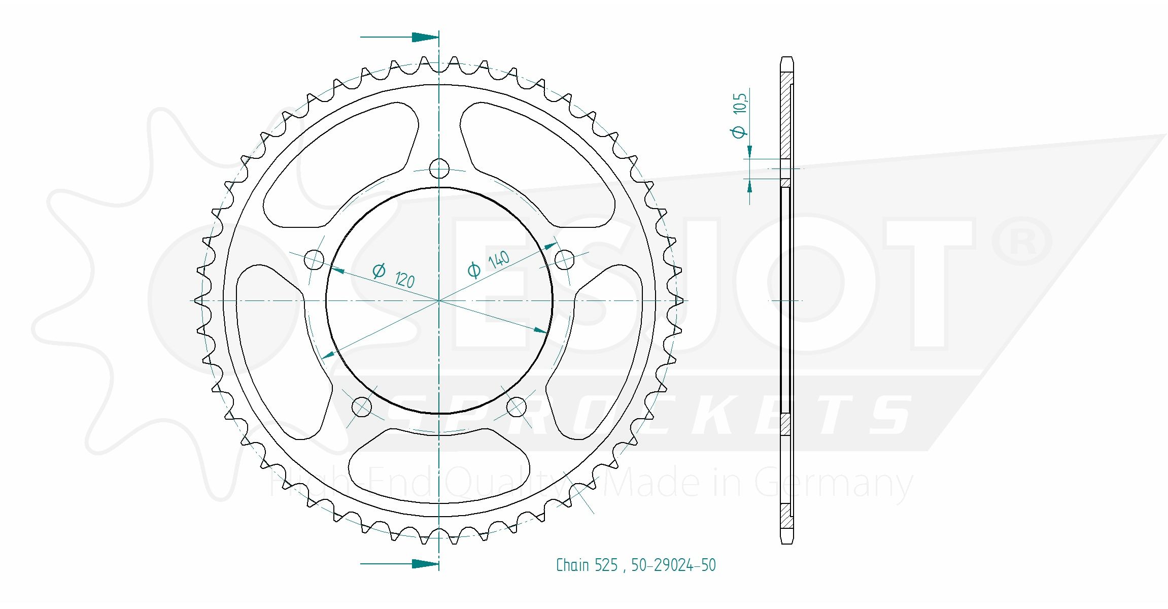 Couronne Acier Esjot 525 50 Dents