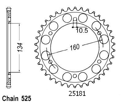 Couronne acier Esjot 525 - 41 dents similaire JTR1307