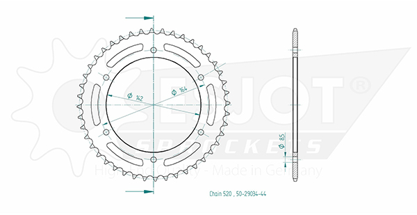 Couronne Acier Esjot 525 - 44 Dents - Similaire JTR1704
