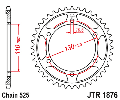 Couronne acier Esjot 525 - 45 dents pour Suzuki-Yamaha similaire JTR1876 - vue 2