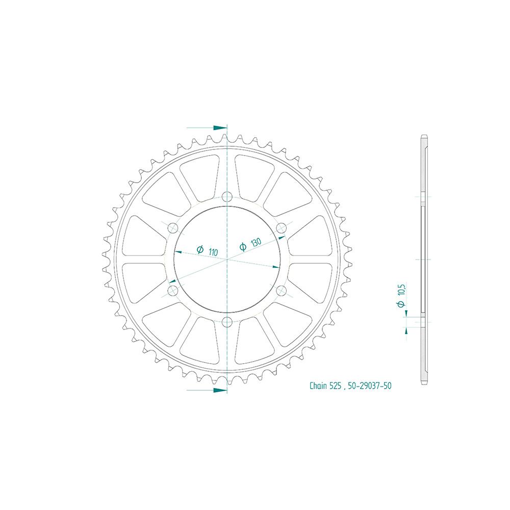 Couronne Esjot 525 - 50 dents - vue 2