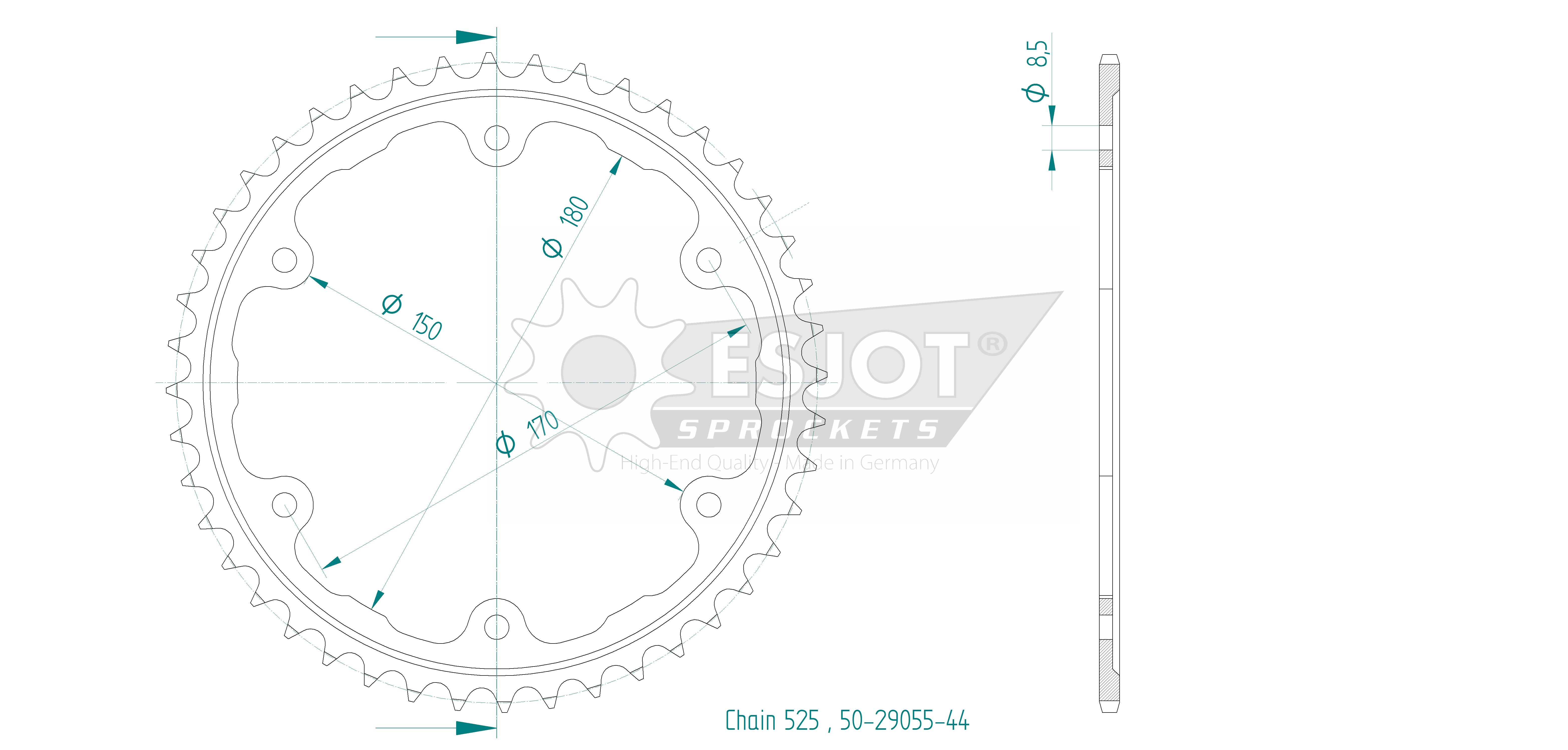 Couronne acier Esjot 44 dents - vue 2