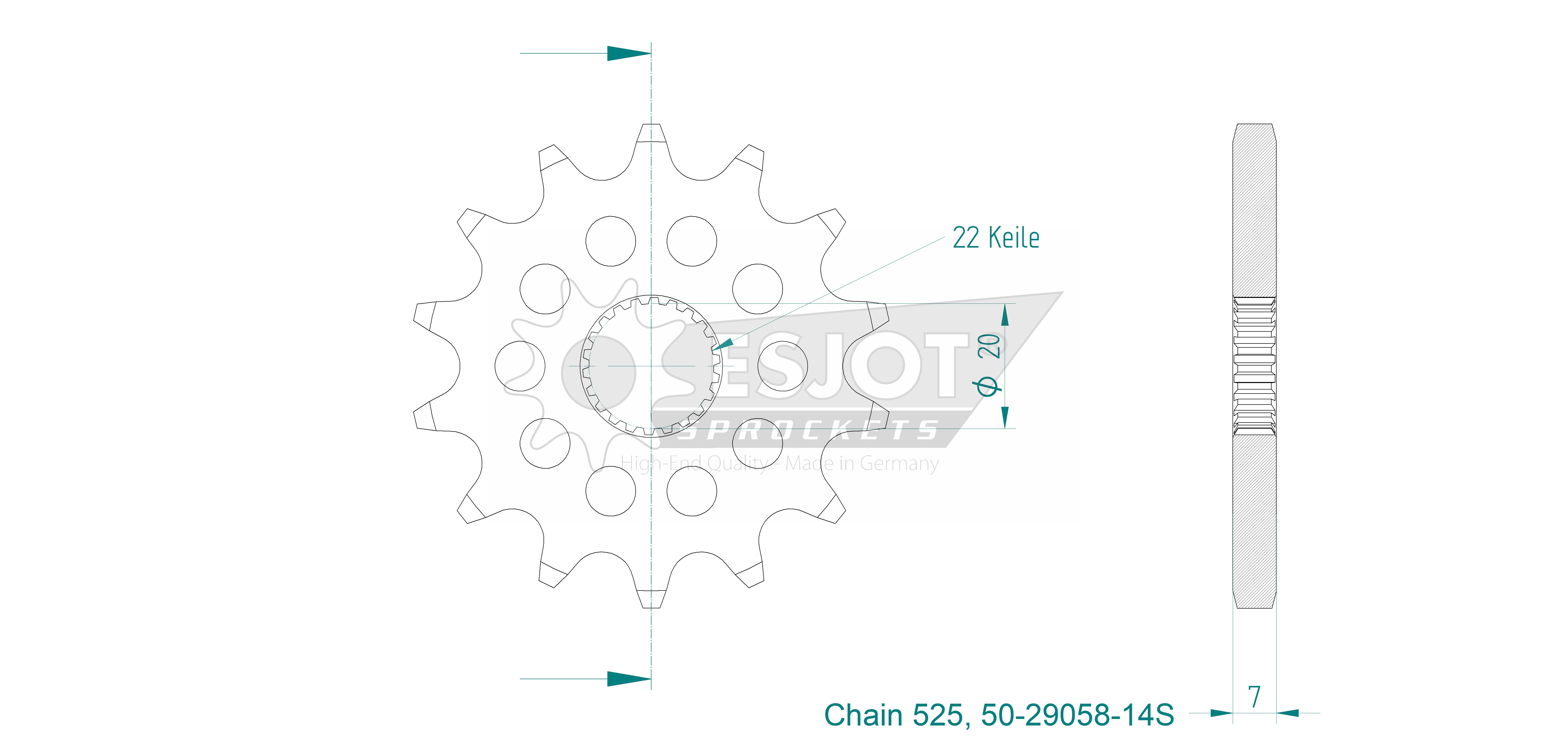 Pignon Esjot 525 14 dents - vue 2
