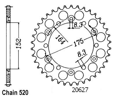 Couronne acier 520 40 dents Yamaha TT Esjot JTR853