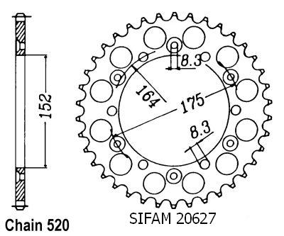 Couronne acier TT Yamaha 520 48 dents Esjot JTR853