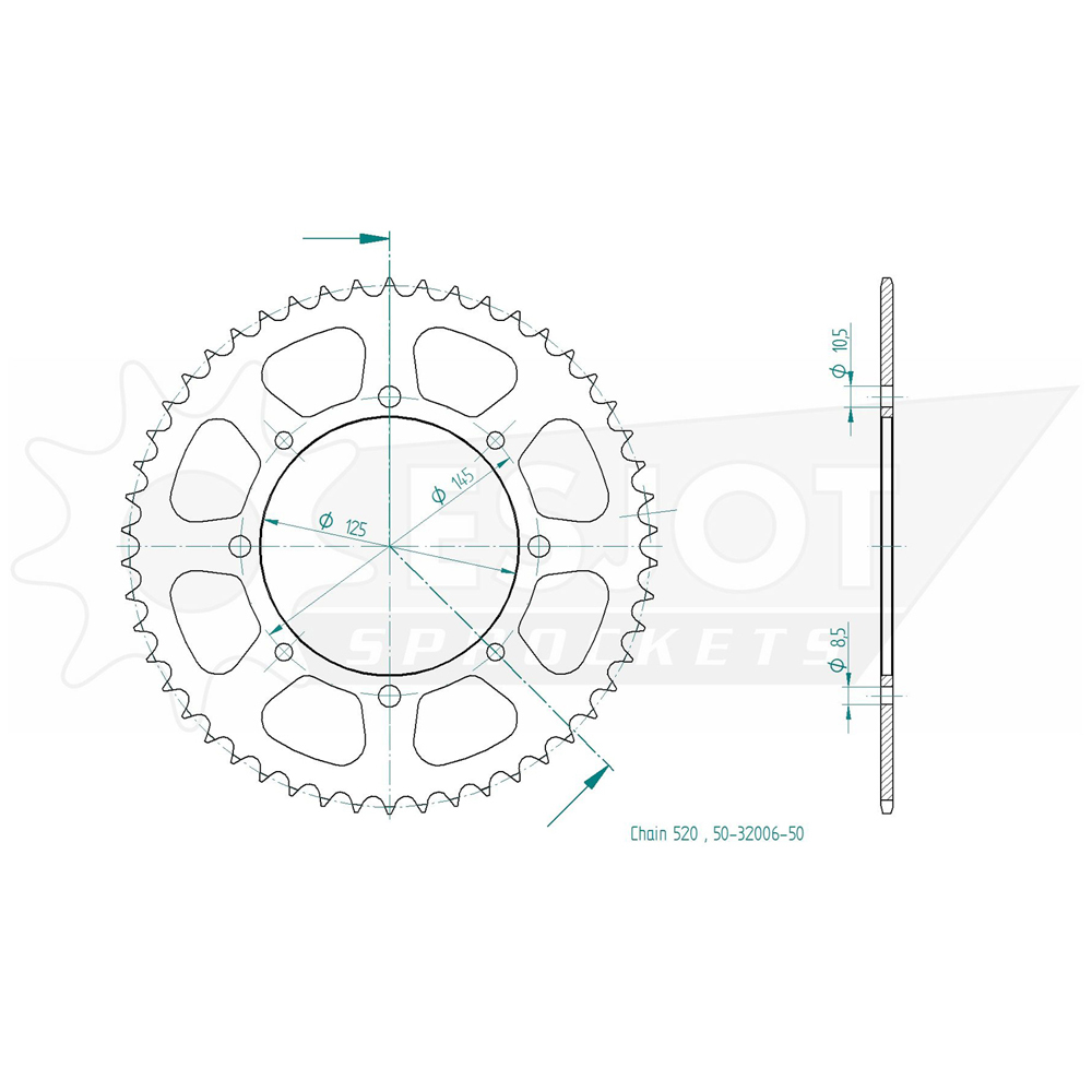 Couronne acier Esjot TT Yamaha 520 50 dents