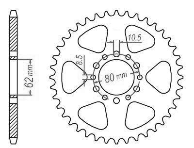 Couronne Acier TT Yamaha - 520 - 45 Dents - Similaire JTR845 - Made in Germany - vue 2