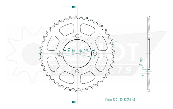 Couronne acier Suzuki 520 41 dents Esjot similaire JTR819