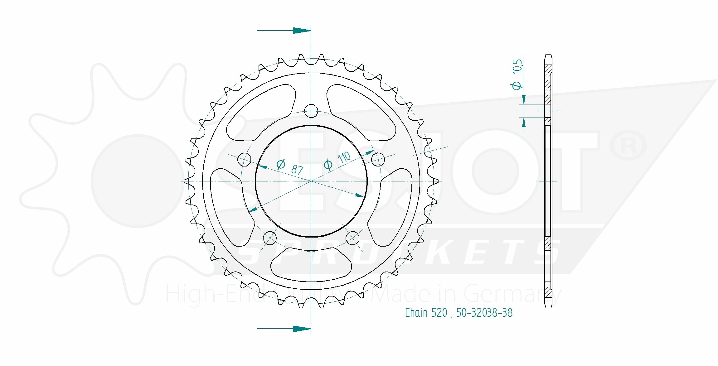 Couronne Acier Esjot 520 - 38 Dents