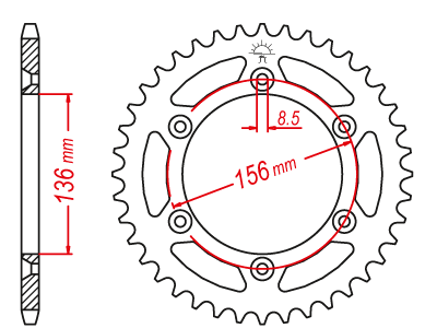 Couronne acier TT Ultralight Cagiva-Husqvarna-Suzuki 520 46 dents Esjot - vue 2