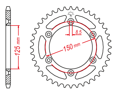 Couronne acier TT Ultralight Husaberg 520 47 dents Esjot - vue 2