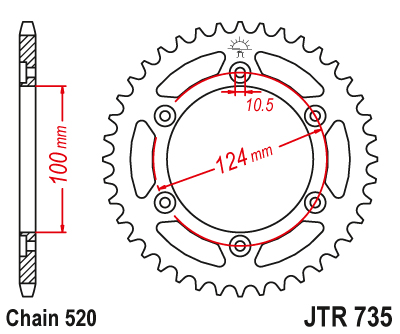 Couronne acier Esjot 520 - 39 dents pour Ducati (similaire JTR735) - vue 2