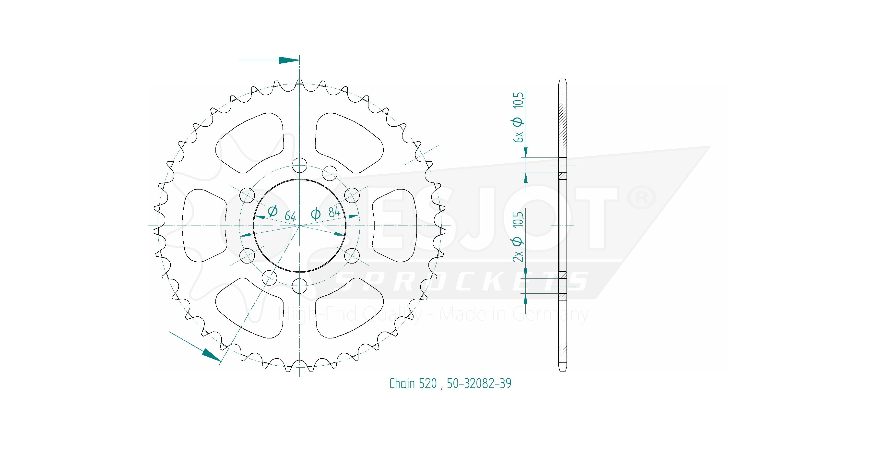 Couronne acier TT 520 39 dents Esjot - vue 2