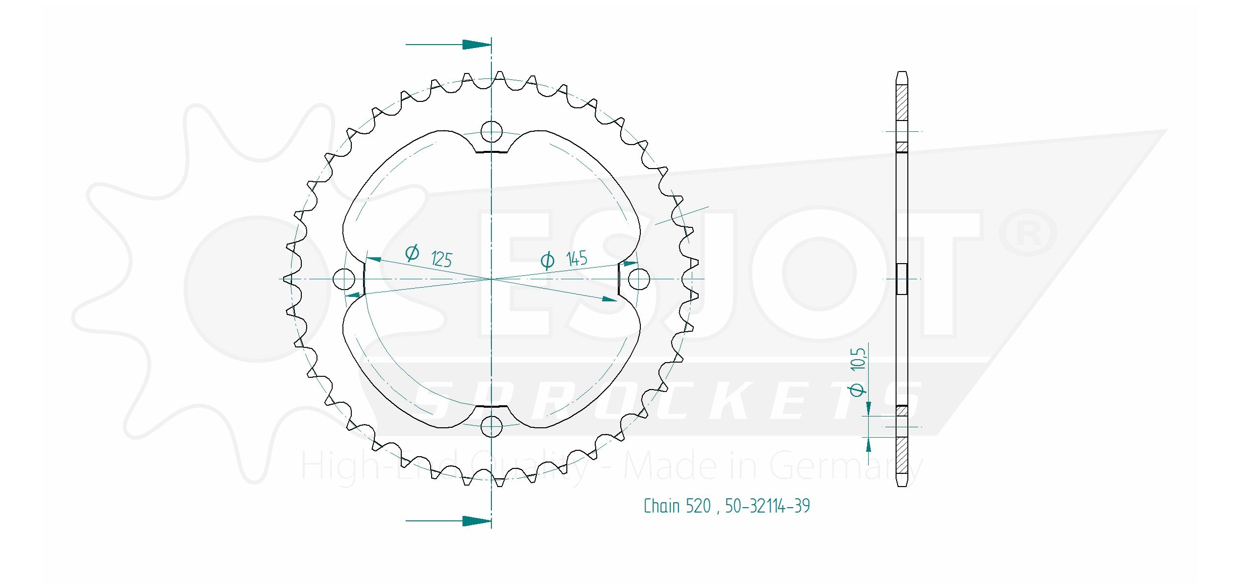 Couronne Acier Esjot TT Yamaha 520 39 Dents