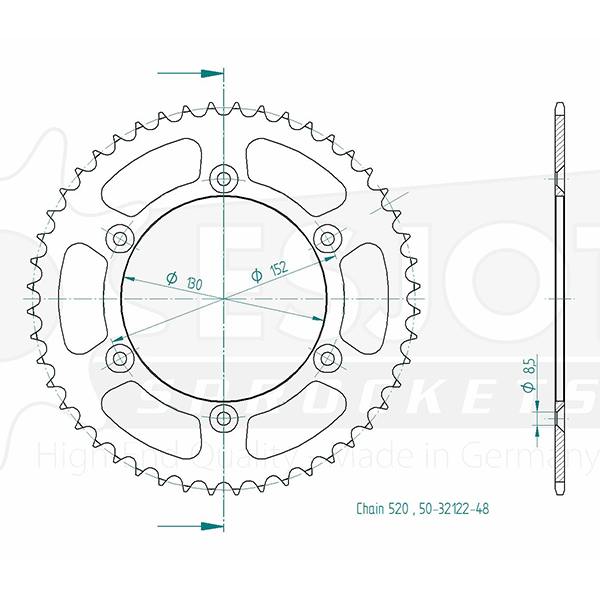Couronne Acier Esjot Aprilia 520 48 Dents JTR706 - vue 2