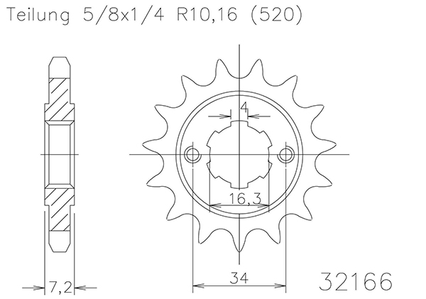 Pignon Esjot 520 - 12 Dents - Fabrication Allemande