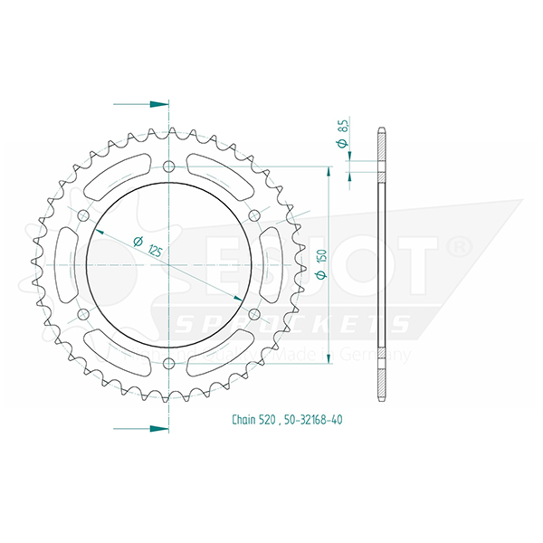Couronne Esjot 520 40 dents - vue 2